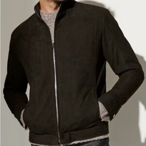 Overland "Larson" Calfskin Nubuck Standing -Collar Jacket